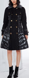 Black Flared Double-Breasted Puffer Coat