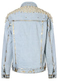 Bead-Embellished Metallic Patch Denim Jacket *Low Stock*