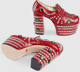 'Amilina' Embellished Platform Loafer - Black, Red, Metallic Gold | DESIGNER INSPIRED FASHIONS
