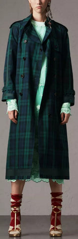 Tartan Cotton Gabardine Trench Coat