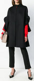 Ruffled Brushed Wool and Cashmere-Blend Cape, Black