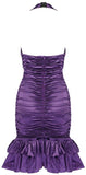 Gathered Halter Mini Dress, Purple