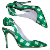 Gingham Slingback Sandals - (Orange, Blue, Red, Green) - DESIGNER INSPIRED FASHIONS