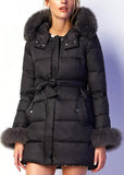 Fur-Trim Puffer Coat in Black - DESIGNER INSPIRED FASHIONS