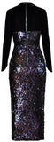 Sequin-Embellished Cut-Out Dress