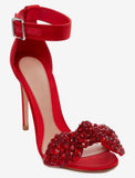 Bow Embroidered Sandals, Red