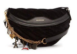 Small Velvet Jacquard Logo Belt Bag - Blue or Black
