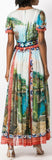 Long Printed Flared Dress