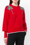 Crystal Embellished Sweater, Red