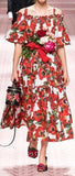 Floral Printed Poplin Midi Dress