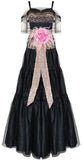 Netted Overlay A-Line Tulle Gown | DESIGNER INSPIRED FASHIONS