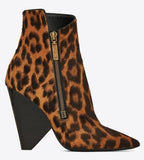 Niki Wedge Bootie in Leopard Printed Pony Effect Leather