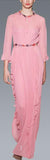 Embroidered Pleated Chiffon Ruffle Gown