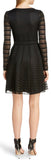 Scoop Neck Sheer Knit Mini Dress, Black