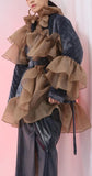 Ruffled Velour Padded Coat
