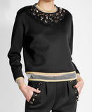Embellished Cotton Blend Sweatshirt