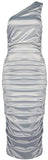 Satin Ruched One-Shoulder Dress