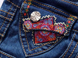 Embellished Faded Bell-Bottom Jeans - DESIGNER INSPIRED FASHIONS
