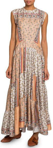 Bandana-Print Tiered Silk Dress | DESIGNER INSPIRED FASHIONS