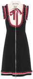 Black Sleeveless Ruffle-Web-Trim Dress