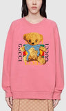 Oversize Sweatshirt with Logo and Teddy Bear, Pink | DESIGNER INSPIRED FASHIONS