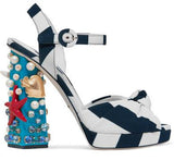 Embellished Striped Canvas Sandals