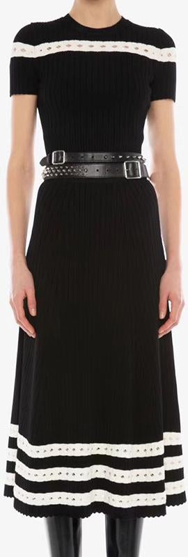 Ribbed Stripe Top and Skirt Set