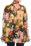 Floral Tie-Neck Chiffon Blouse