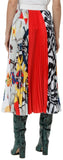 Patchwork Pleated Midi Skirt