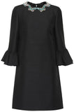 Butterfly-Embellished Collar Shift Dress