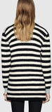 Floral-Embroidered Striped Knit Cardigan Sweater