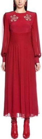 Embroidered Pleated Georgette Dress