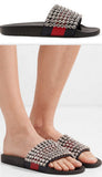 Pursuit Crystal-Embellished Leather and Rubber Slides