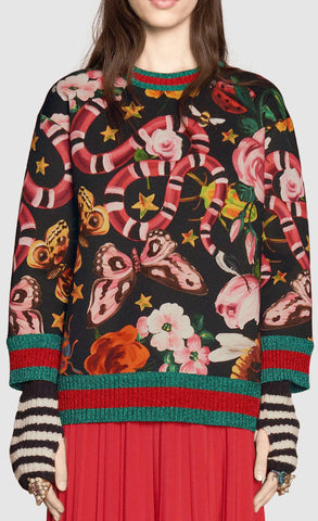 Garden Exclusive Printed Sweatshirt in Black - DESIGNER INSPIRED FASHIONS