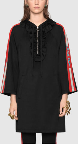 Hooded Jersey Dress, Black