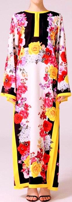 Rose Print Kaftan Dress