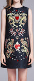 Black Embellished Jacquard Mini Dress