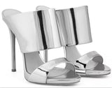 Metallic Stiletto Mule Slide - Silver, Rose Gold, Gold, Python Effect Gold