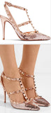 Rockstud Sequined Metallic Leather Pumps