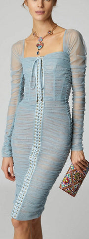 Lace-up Tulle Dress