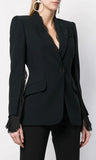 Lace-Trimmed Blazer, Black