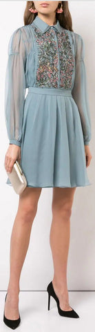 Floral Embellished Silk Dress | DESIGNER INSPIRED FASHIONS