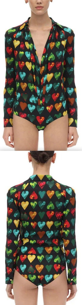 Heart Print Jersey Bodysuit | DESIGNER INSPIRED FASHIONS