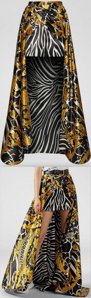 Savage Barocco Print High-Low Skirt
