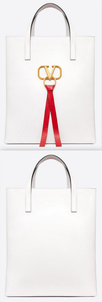Long Vring Shopping Tote, White