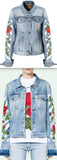 Stripe and Rose Print Denim Jacket