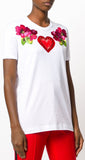 Floral Heart Appliqué T-shirt