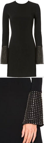 Black Studded-Cuff Mini Dress