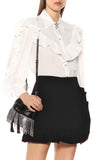 Embellished Silk Shirt, White