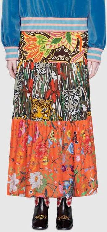 Patchwork Print Skirt